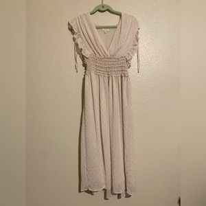 Max Studio Cream Maxi Dress with Gold Polka Dots (XL)